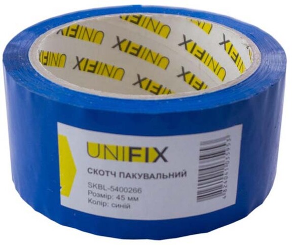 Стрічка клейка пакувальна UNIFIX 45 мм, 200 м (синя) (SKBL-5400266)