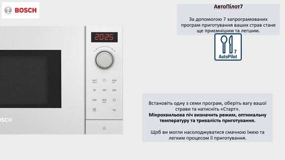 Микроволновая печь Bosch FFL023MW0 изображение 7