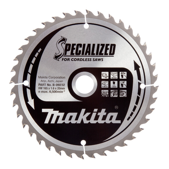 Пильный диск Makita Specialized по дереву 165x20мм 40T (B-09232)