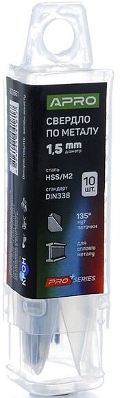 Сверло по металлу APRO HSS/M2 1.5 мм, 1 шт. (830661) изображение 2