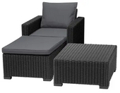Комплект мебели Keter Moorea Table + Chair + Stool With Cushio, графит (252962)