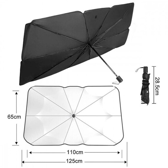 Сонцезахисна парасолька для автомобіля SunShield, 110х125х65cm, black (57231) фото 7