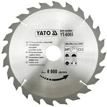Диск пильний YATO по дереву 205х18х3.2x2.0 мм, 24 зубців (YT-6066)