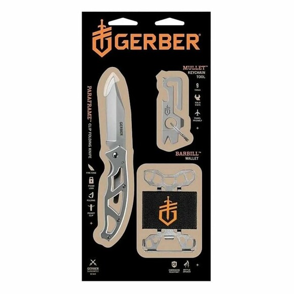 Подарочный набор Gerber нож Paraframe I +  Mullet Solid State Stonewash Card + Barbill 31-004020 (1059859) изображение 3