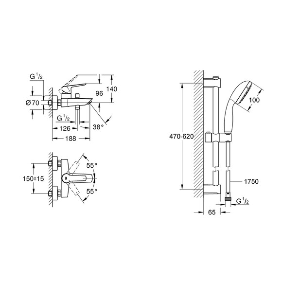 Смеситель для ванны Grohe QuickFix Start Cube Black (UA30330702) (CV032745) изображение 10