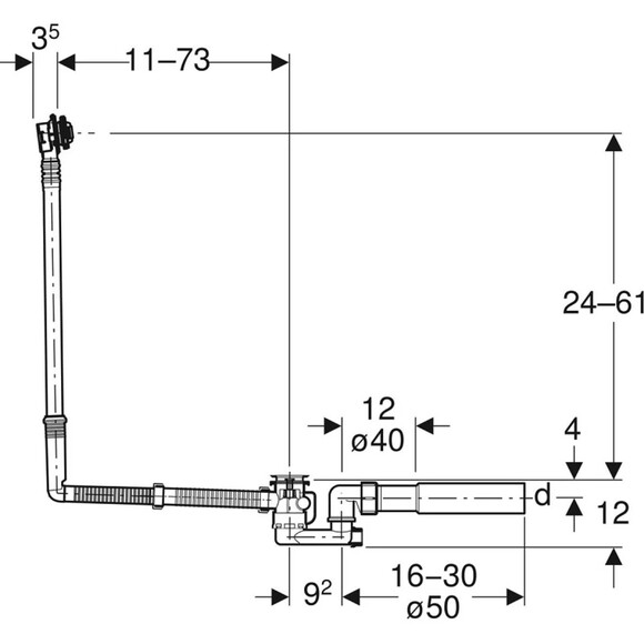 Сифон для ванны Geberit удлиненный, с поворотным механизмом (150.525.21.6) изображение 4