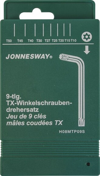 Комплект угловых ключей TORX с центрированным штифтом JONNESWAY H08MTP09S (7 предметов) изображение 2
