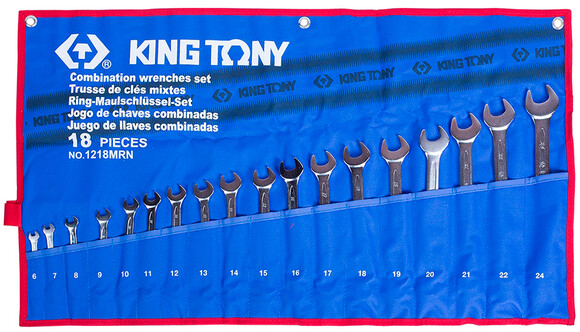 Набір ключів KING TONY 18 одиниць (6-24мм) чохол з теторона (1218MRN)