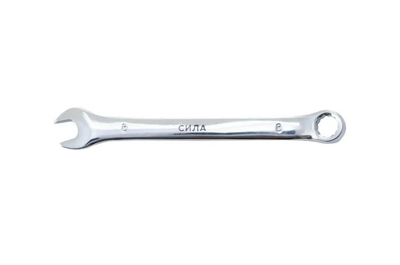 Ключ ріжково-накидний полірований CrV  8 мм СИЛА 201058