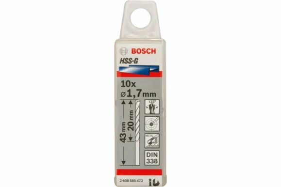 Сверло по металлу Bosch HSS-G 1.7х43 мм, 10 шт. (2608585472) изображение 2