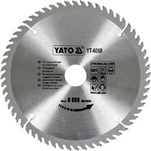 Диск пильний YATO по дереву 210х30x3.2x2.2 мм, 60 зубців (YT-6068)