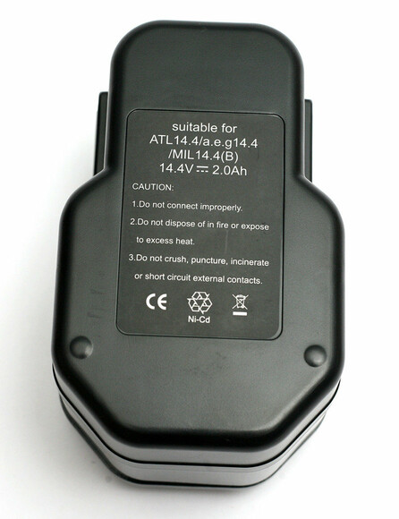 Акумулятор PowerPlant для шурупокрутів та електроінструментів AEG GD-AEG-14.4 (A), 14.4 V, 2 Ah, NICD (DV00PT0023) фото 2