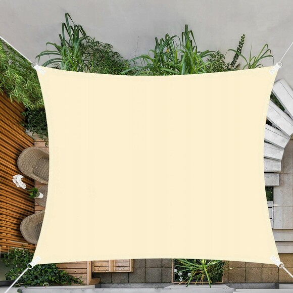 Тент-парус тіньовий для дому, саду та туризму Springos Light Yellow 4x4 м (SN1024) фото 11