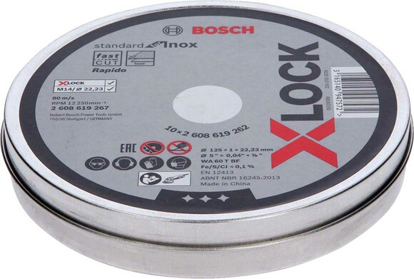 Відрізні круги Bosch X-Lock Standard for Inox 125x1x22.23мм 10шт (2608619267)