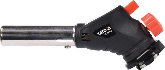 Пальник газовий YATO : різьбове з'єднання EN417. до 1 квт. п'єзовоспалення. 360 °. max t 1000°c YATO YT-36710