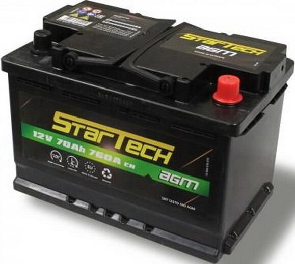 Автомобільний акумулятор STARTECH SRT 12070 760 AGM, 12 В 70 Аг фото 2