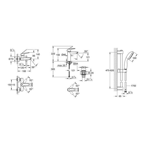 Набір змішувачів для ванної кімнати Grohe QuickFix Start Black 3 в 1 (UA303301MQ) (CV032749) фото 17