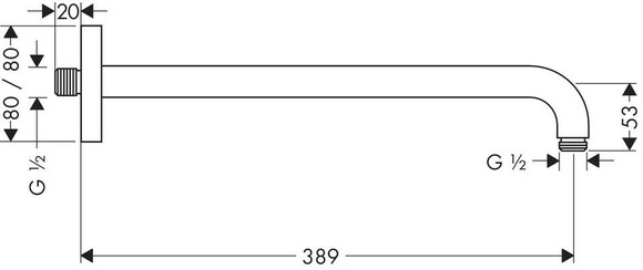Кронштейн для душу HANSGROHE, 389 мм (27413000) фото 2