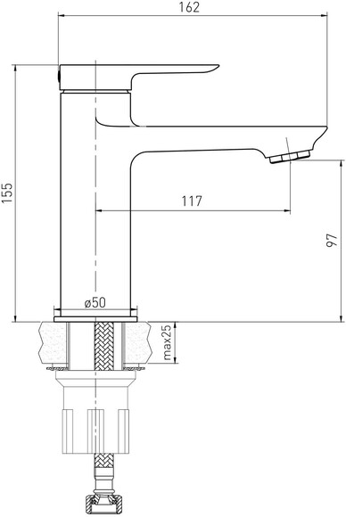 Змішувач для умивальника Volle Libra 1521.010101, 35 мм, cromo фото 2