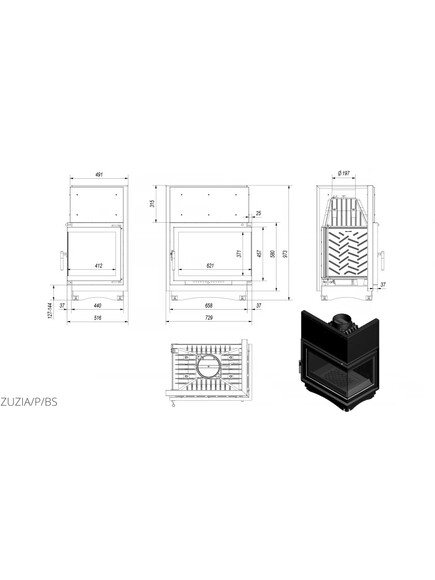 Каминная топка Kratki ZUZIA 16 (ZUZIA/P/BS) изображение 2