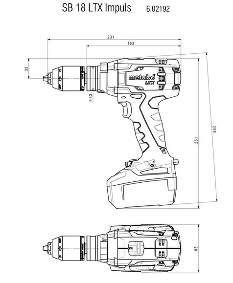 Аккумуляторный ударный шуруповерт Metabo SB 18 LTX Impuls Каркас MetaLoc (602192840) (без аккумулятора и ЗУ) изображение 2