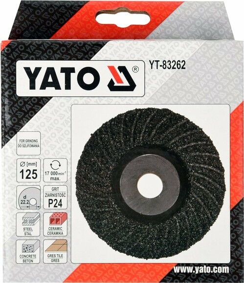 Диск шліфувальний Yato 125х22.2 мм, Р24 по дереву, металу, каменю (YT-83262) фото 2