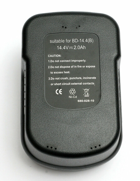 Аккумулятор PowerPlant для шуруповертов и электроинструментов BLACK&DECKER GD-BD-14.4(B), 14.4 V, 2 Ah (DV00PT0026) изображение 3