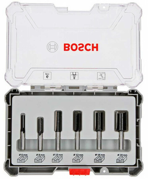 Набір пазових фрез Bosch з хвостовиком 8 мм, 6 шт. (2607017466)