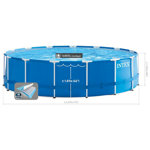 Каркасный бассейн Intex, 457х122 см (фильтр-насос 3785 л/час, лестница, тент, подстилка) (28242) изображение 7