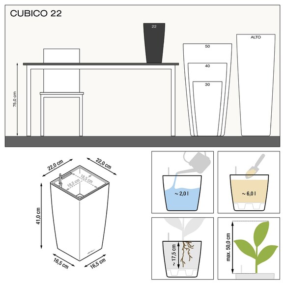 Вазон Lechuza Cubico Premium 22 (антрацит) (18463) изображение 4