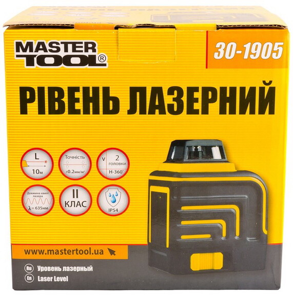 Уровень лазерный MASTERTOOL, 10 м ±0.2 мм/м, 635 нм (30-1905) изображение 6