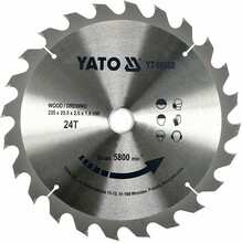 Диск пильний YATO по дереву 235х25.5x2.5х1.8 мм, 24 зубців (YT-60668)