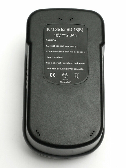 Аккумулятор PowerPlant для шуруповертов и электроинструментов BLACK&DECKER GD-BD-18(B), 18 V, 2 Ah, NICD (DV00PT0027) изображение 2