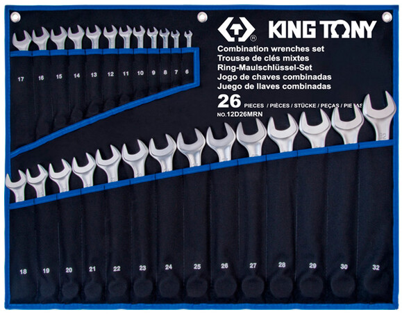 Набір ключів KING TONY TREOTON 26 одиниць, 6-32 мм, супер-легкі (12D26MRN)