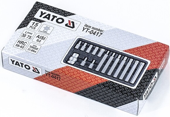 Набор насадок отверточных YATO "TORX-T" 30х75 мм (YT-0417) изображение 3