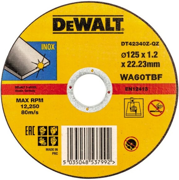 Круг відрізний DeWALT INOX DT42340Z, 125х1,2х22,23 мм