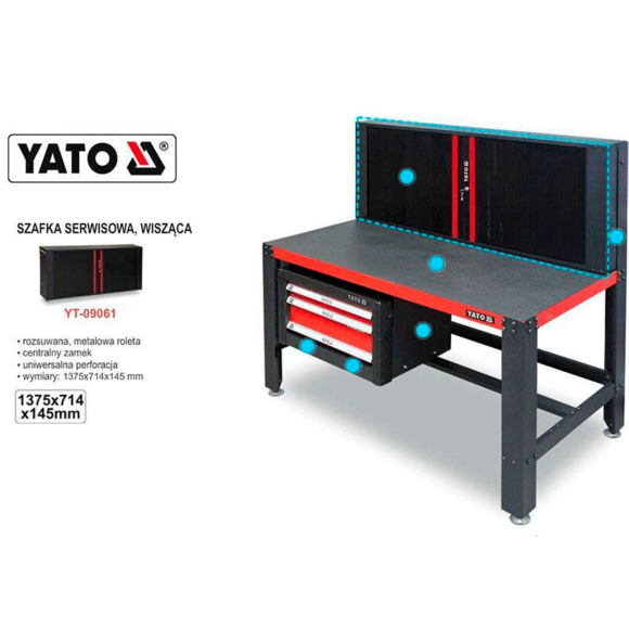 Шкаф для мастерской с роллетой YATO к столу YT-08920; 1375х714х145 мм (YT-09061) изображение 2