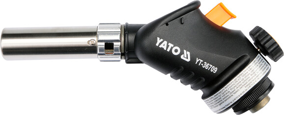 Пальник газовий YATO : різьбове з'єднання EN417. до 1,28 кВт. п'єзовоспалення. 360 °. max t 1600°c YATO YT-36709