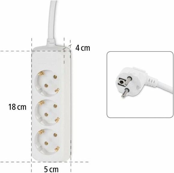 Сетевой удлинитель Hama 3хSchuko 3Gх1.5 мм 5 м White (108842) изображение 5