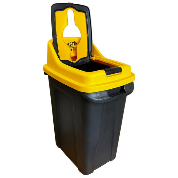 Сортувальний сміттєвий бак PLANET Re-Cycler 50 л, чорно-жовтий фото 2