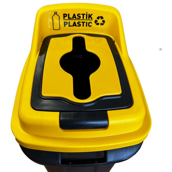 Сортувальний сміттєвий бак PLANET Re-Cycler 50 л, чорно-жовтий фото 3