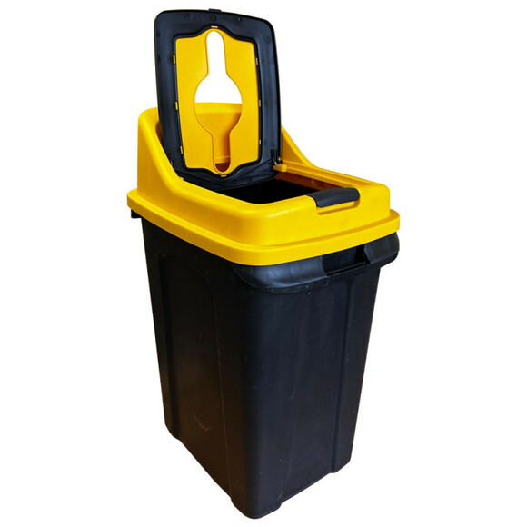 Сортувальний сміттєвий бак PLANET Re-Cycler 50 л, чорно-жовтий фото 5