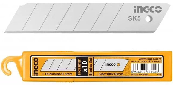 Леза для ножів сегментні INGCO Super Select 9 мм, 10 шт. (HKNSB0901)