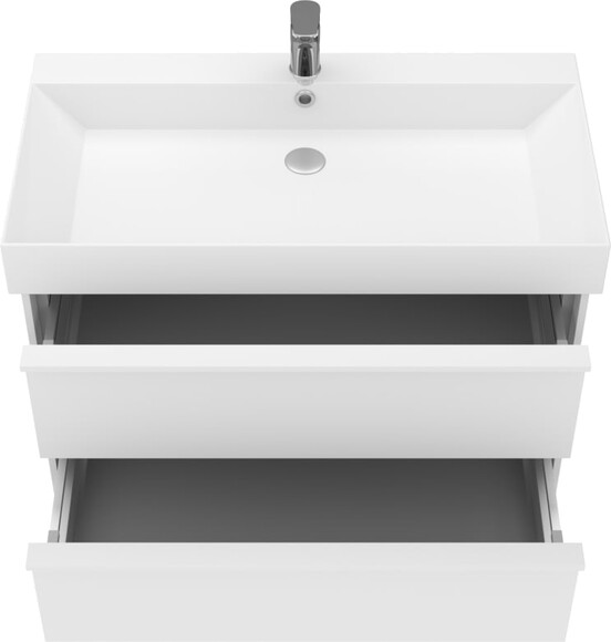 Тумба с умывальником подвесная DEVIT Quadra 85 см, белая матовая, сифон в комплекте (083085WB) изображение 6