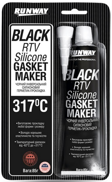 Формирователь прокладок RUNWAY Gasket Maker, силиконовый, черный, 85 г (RW8501)