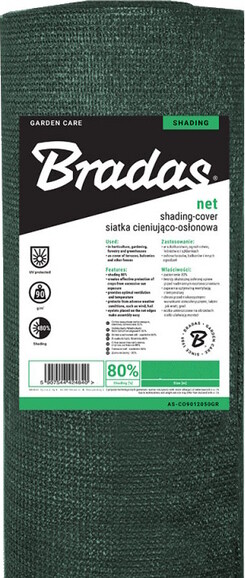 Сетка для затенения BRADAS, защитная, 80%, 90 г/м.кв., 1х50 м (AS-CO9010050GR) изображение 3