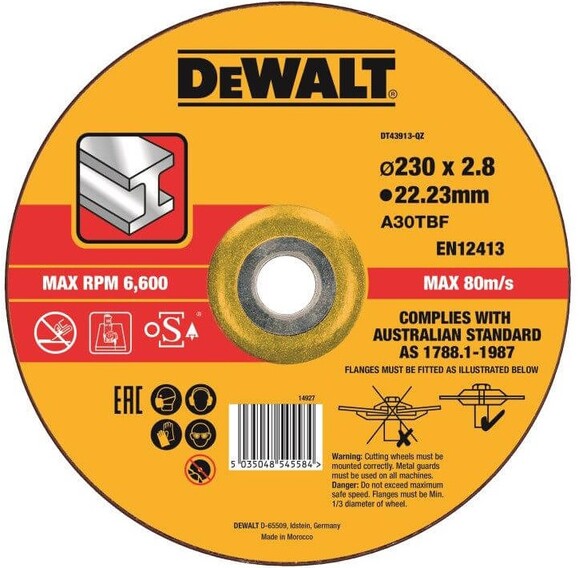 Диск відрізний DeWALT 230х3.0х22.23 мм по металу (DT43913)