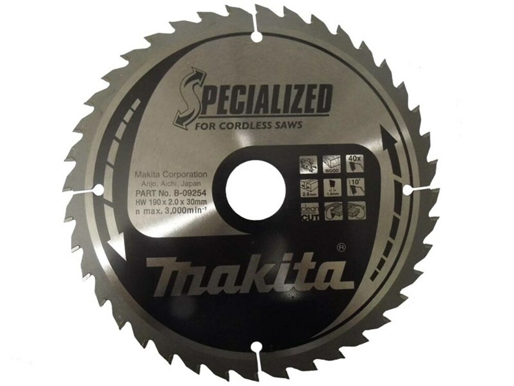 

Пильный диск Makita Specialized по дереву 190x30 мм 40T (B-09254)