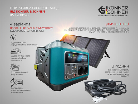 Зарядна станція Konner&Sohnen KS 1200PS-FC (1110 Вт·год / 1200 Вт) фото 10