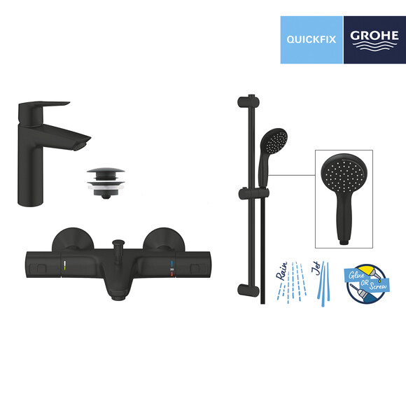 Набор смесителей для ванной комнаты Grohe QuickFix Start Black 3 в 1 (UA303304TM) (CV032755) изображение 15